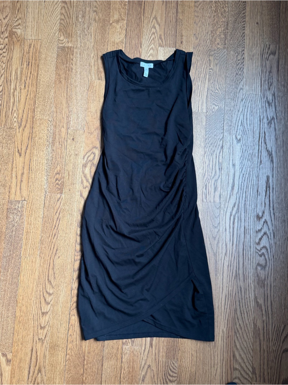 Leith Casual Black Cotton Knit Sleeveless Midi T-Shirt Dress Size M